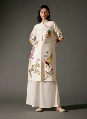 Ivory digital printed chanderi tunic and palazzo