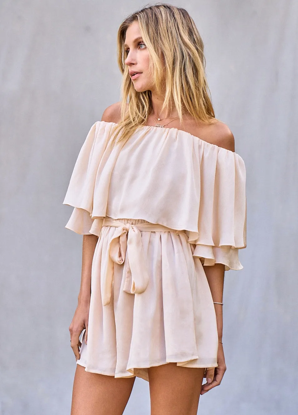 Ivory Off Shoulder Romper