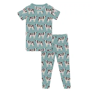 Jade Cows Short Sleeve Pajama Set (Pants)