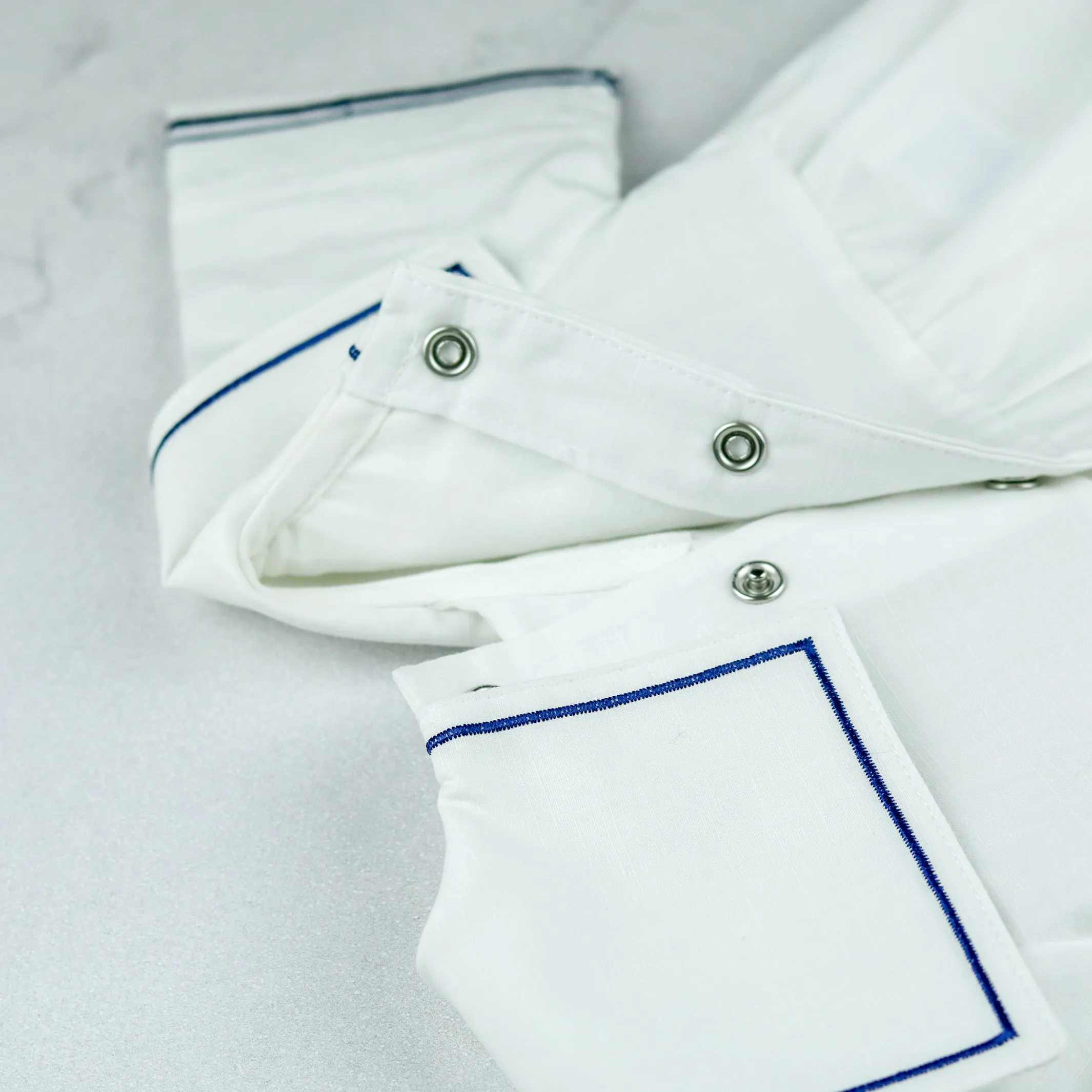 Jaden White Linen Boys Sailor Romper with Hat