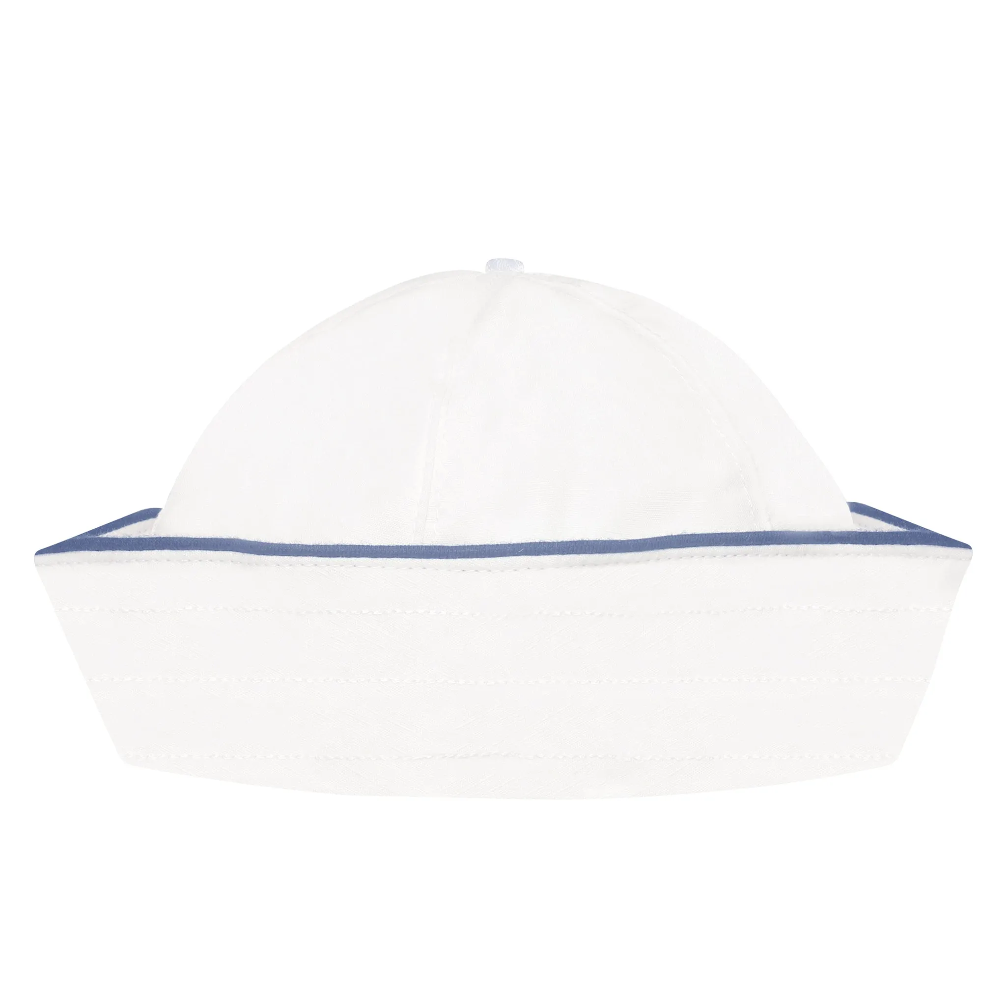 Jaden White Linen Boys Sailor Romper with Hat