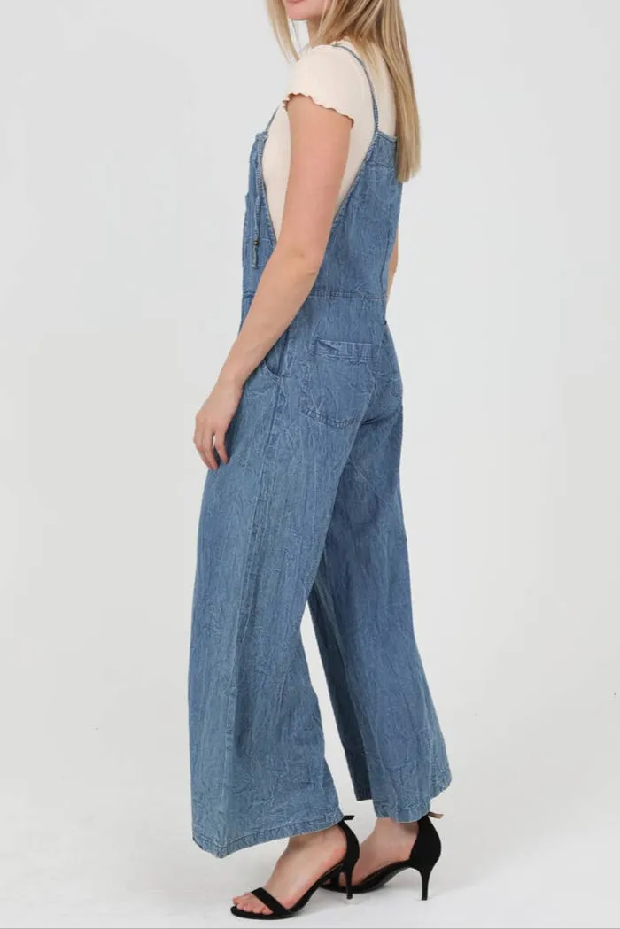 Jeanna Denim Flare Overalls