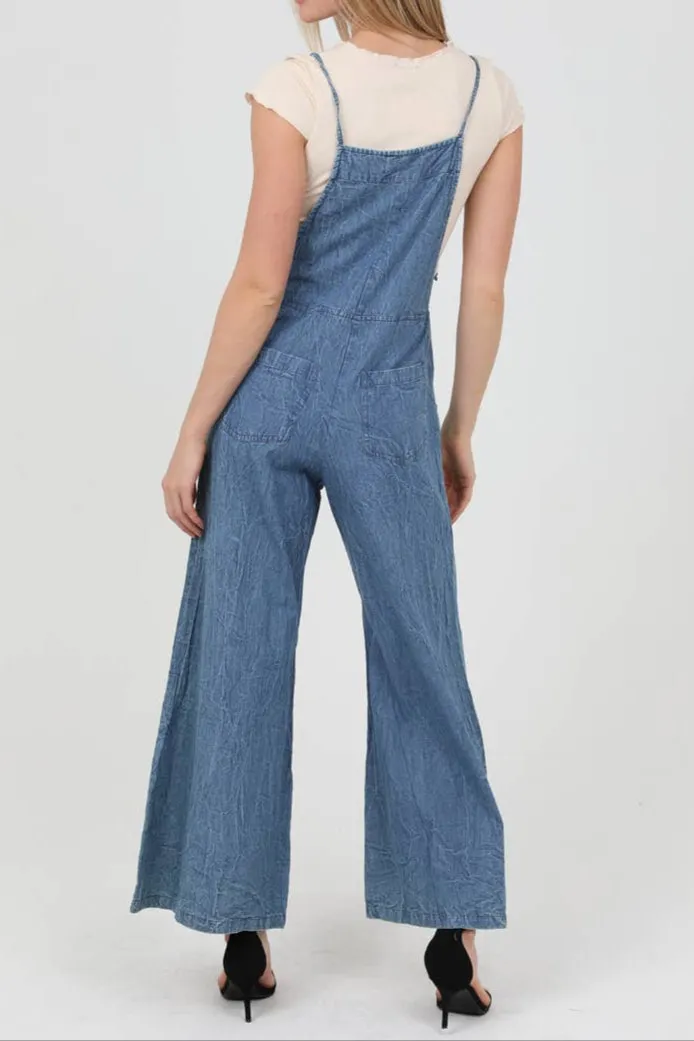 Jeanna Denim Flare Overalls