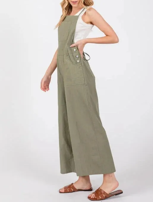 Jocelyn Cross Back Wide Leg Overalls (Assorted Colors)