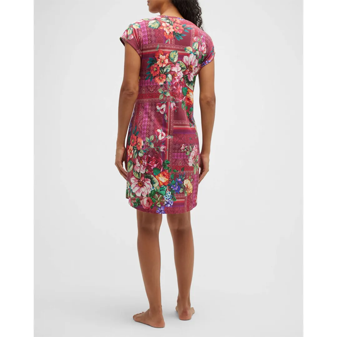 Johnny Was Bethia Long Cotton Floral PJ Set Sleepwear Home Lounge Flower Red NEW