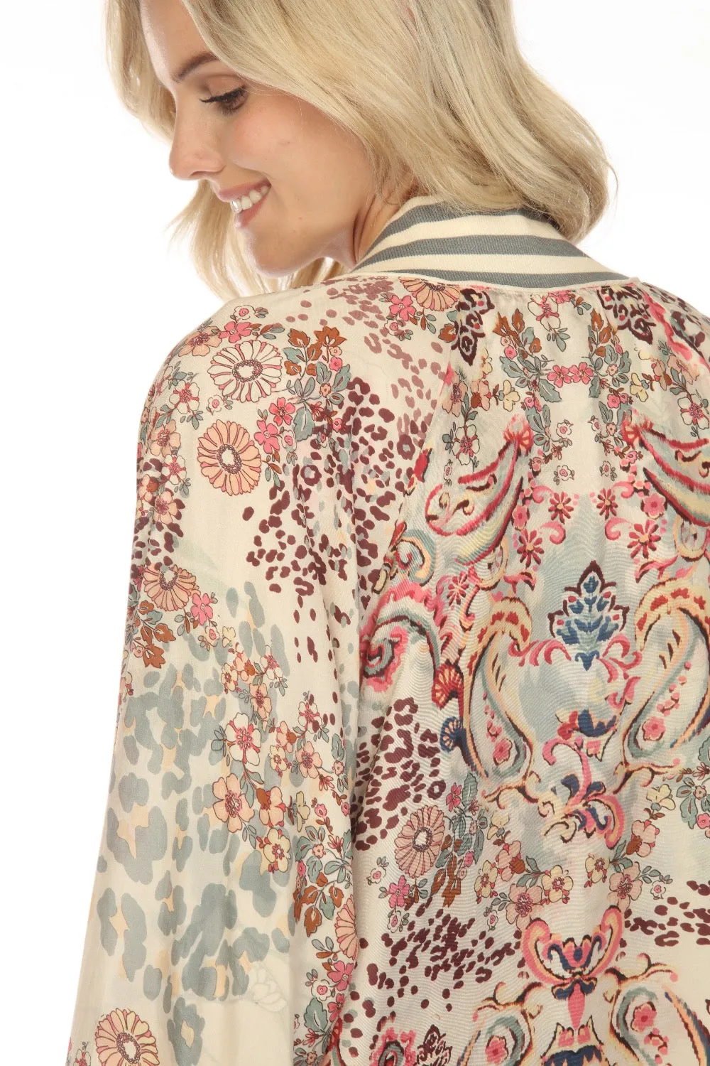 Johnny Was Jungle Paisley Harmony Silk Printed Reversible Kimono Boho Chic C45623B1