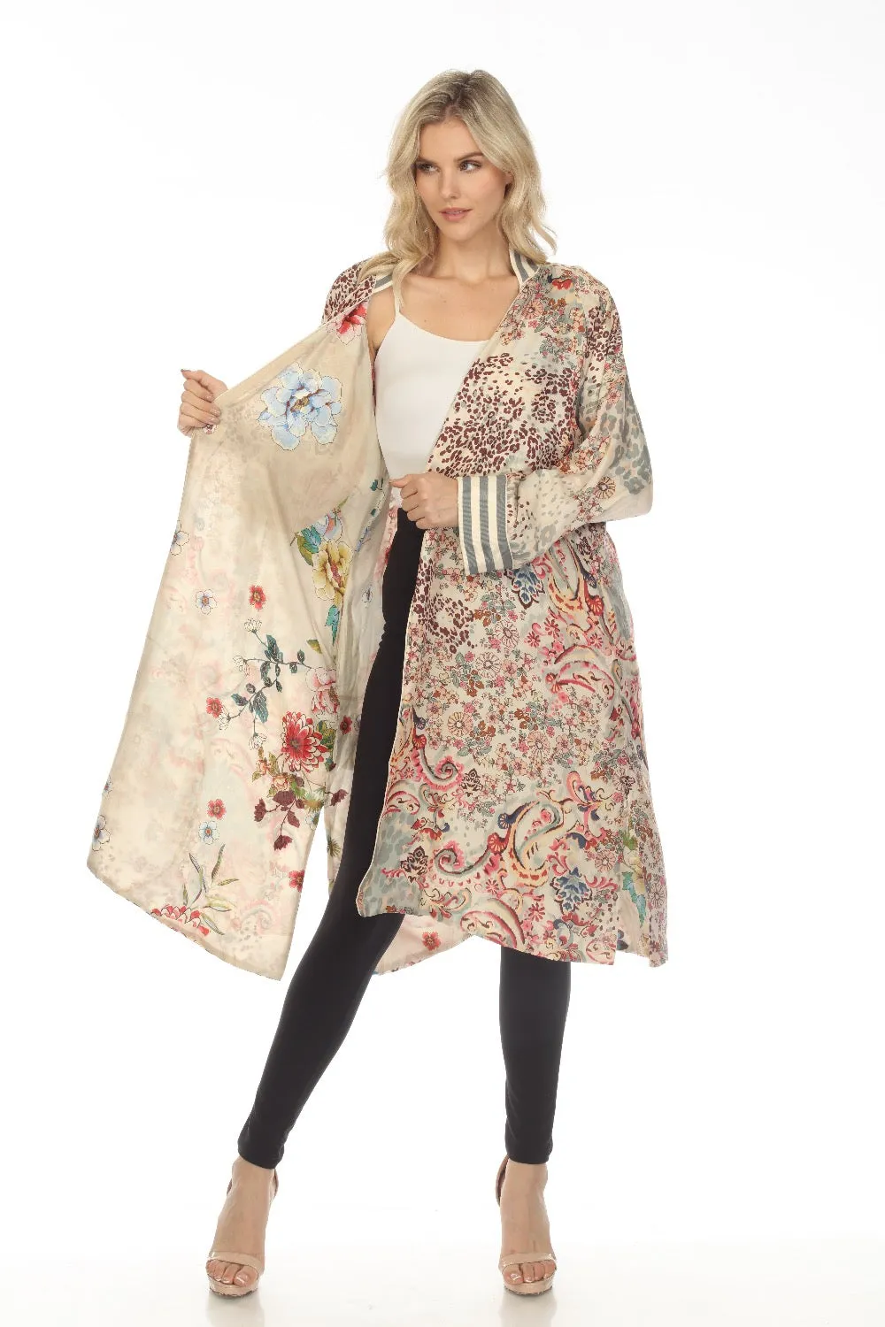 Johnny Was Jungle Paisley Harmony Silk Printed Reversible Kimono Boho Chic C45623B1