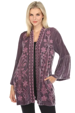 Johnny Was JWLA Talithia Velvet Ruffle Sleeve Kimono Boho Chic J41324