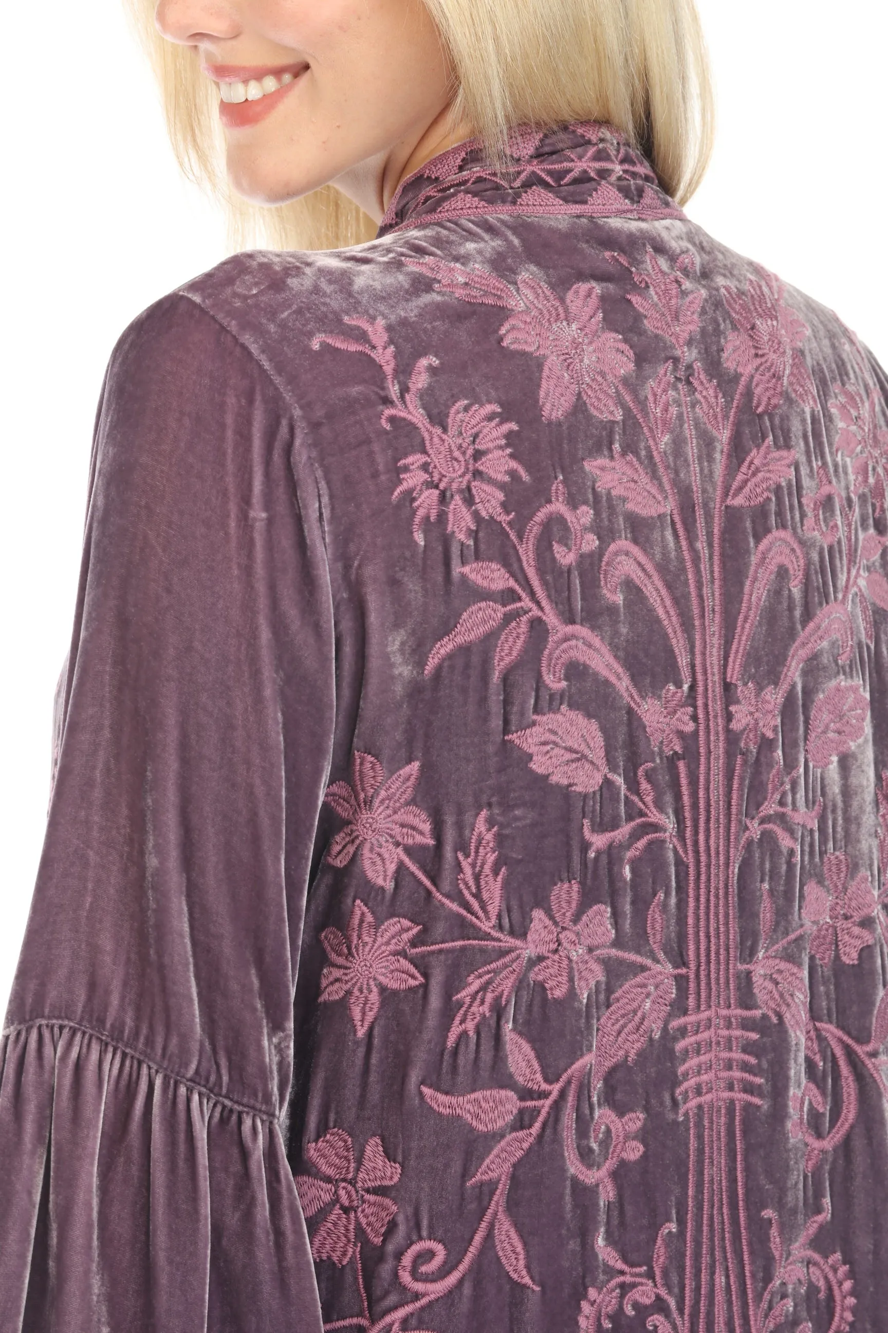 Johnny Was JWLA Talithia Velvet Ruffle Sleeve Kimono Boho Chic J41324