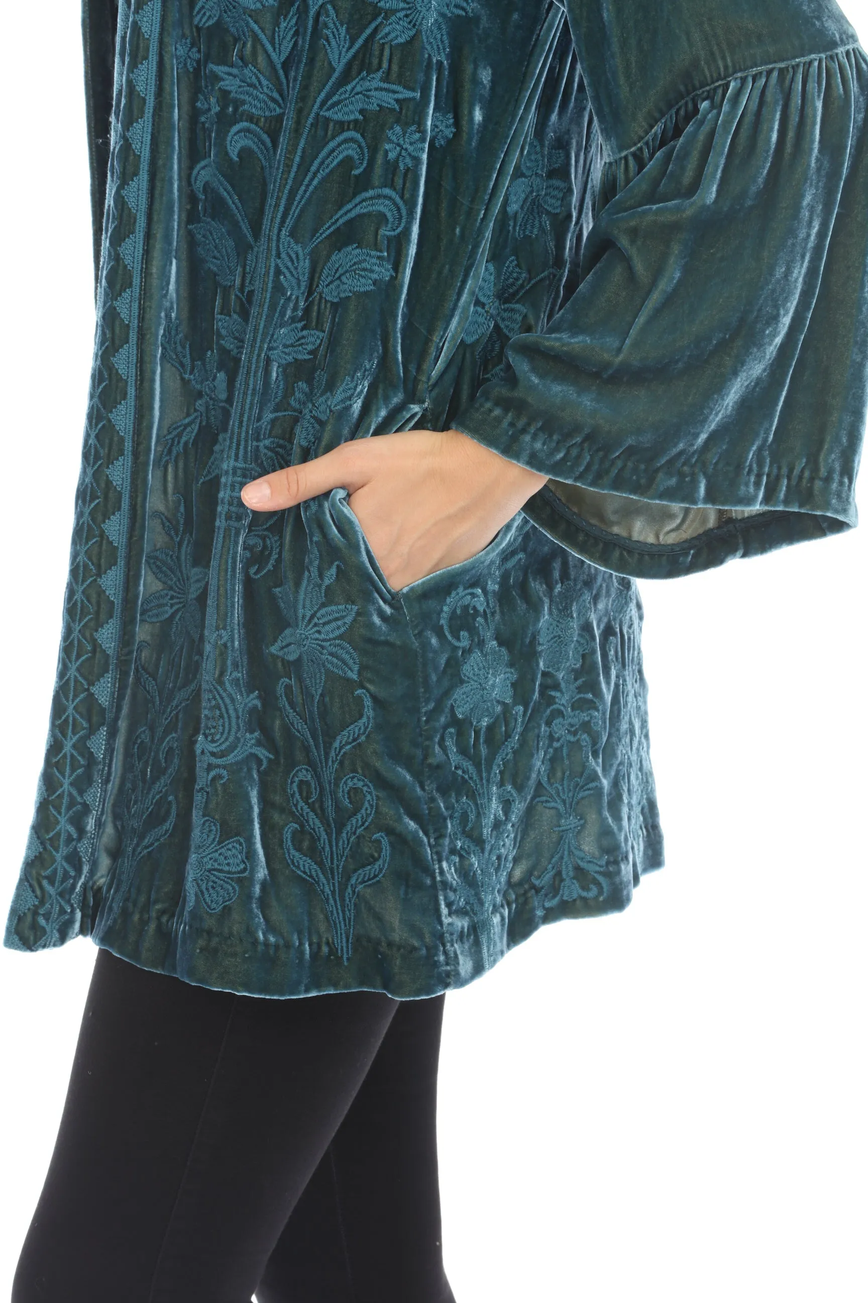 Johnny Was JWLA Talithia Velvet Ruffle Sleeve Kimono Boho Chic J41324