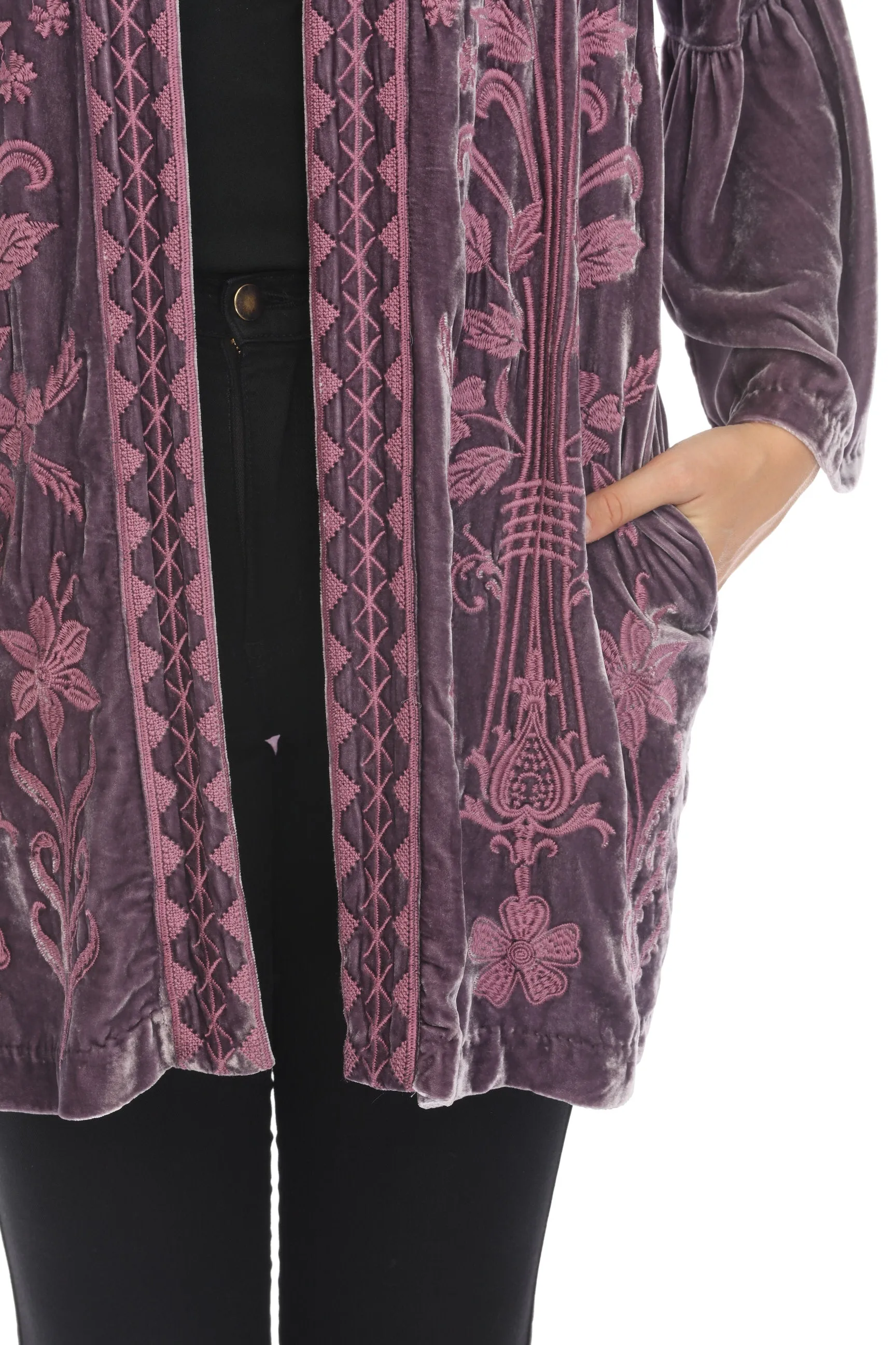 Johnny Was JWLA Talithia Velvet Ruffle Sleeve Kimono Boho Chic J41324