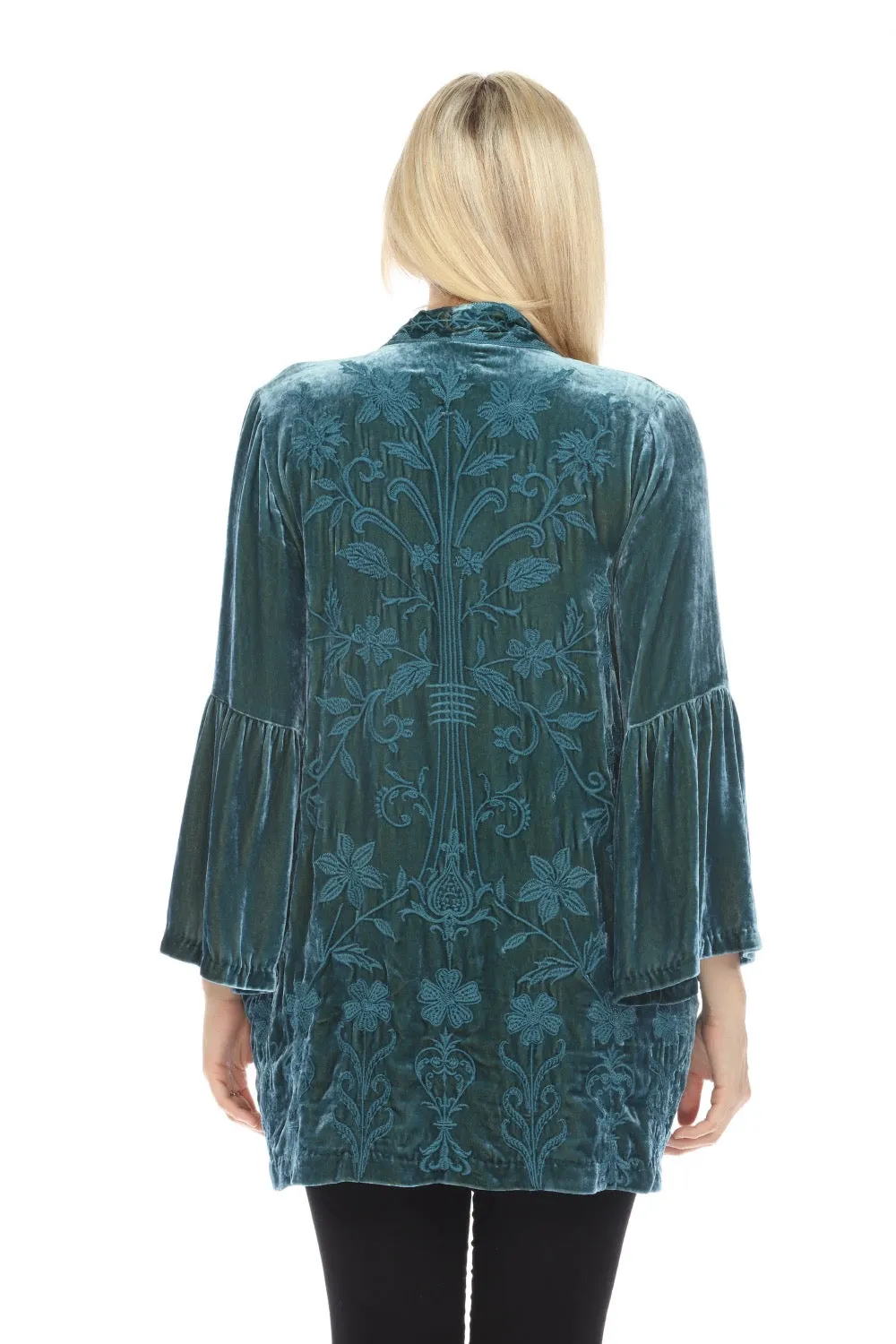 Johnny Was JWLA Talithia Velvet Ruffle Sleeve Kimono Boho Chic J41324