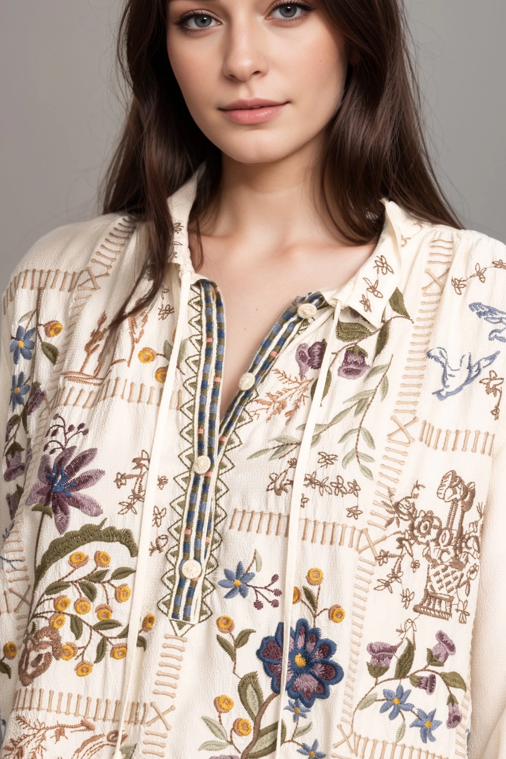 Johnny Was Mabel Embroidered Blouse C17523 *