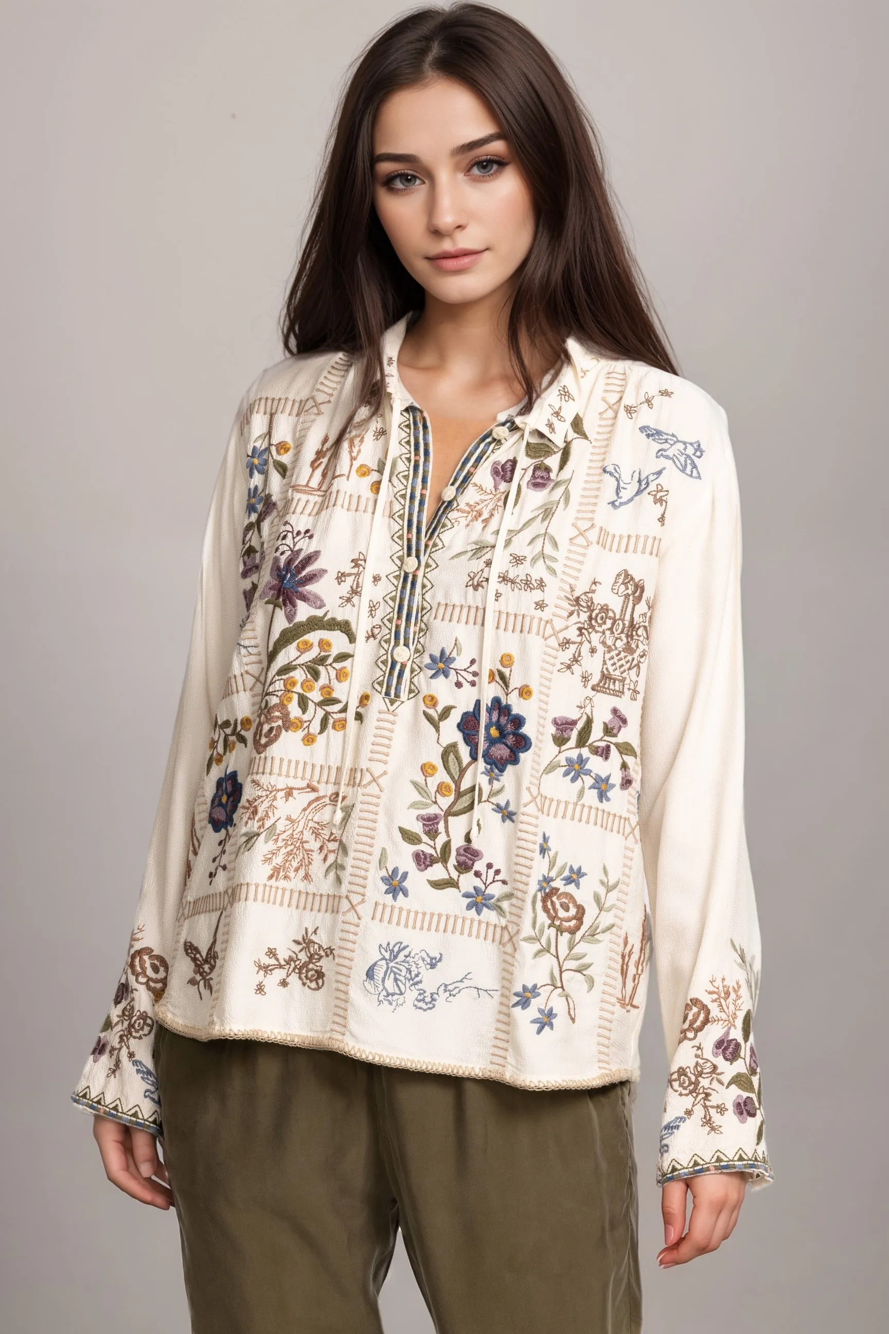 Johnny Was Mabel Embroidered Blouse C17523 *