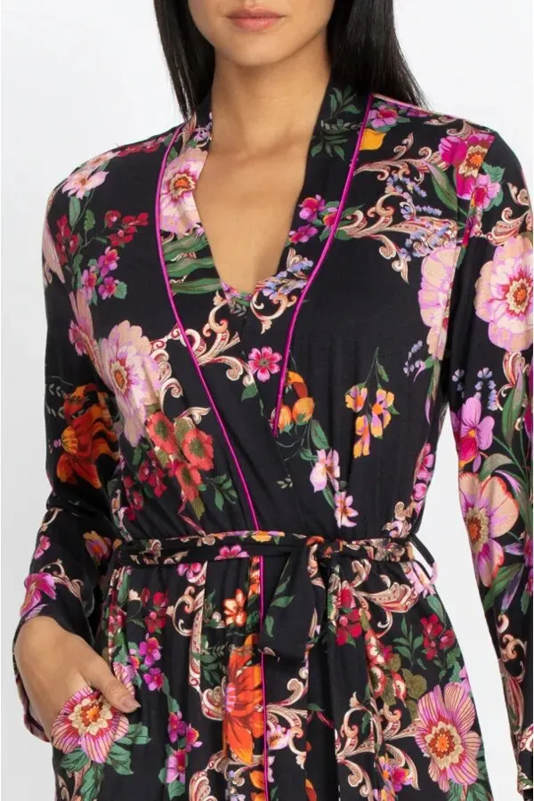 Johnny Was Pocca PJ Set Sleepwear Home Lounge Top Black Pajama Floral Pant XXL NEW