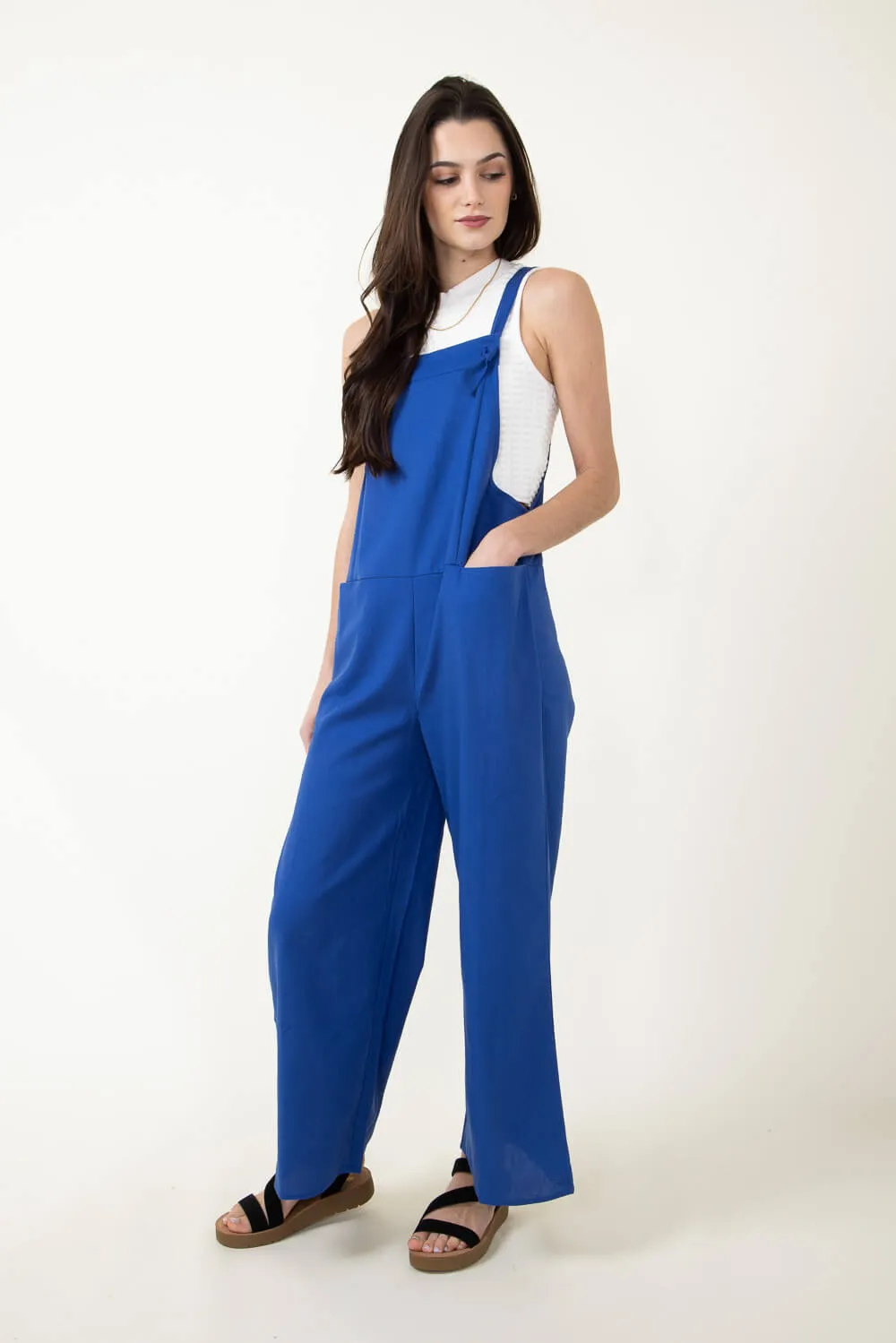 Jumpsuit with Knot Straps for Women in Blue | NP70238-BLUE