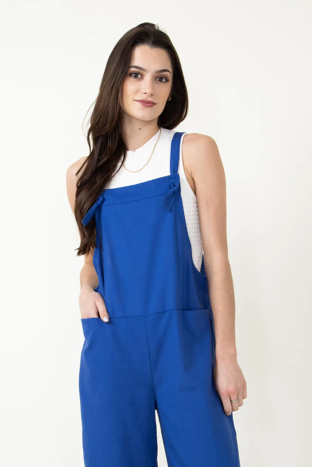 Jumpsuit with Knot Straps for Women in Blue | NP70238-BLUE
