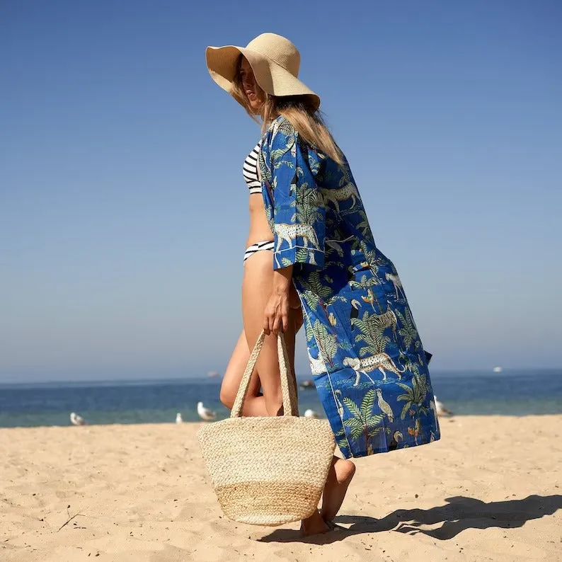 Jungle Chic' 100% Cotton Kimono Robe | Bohemian Look