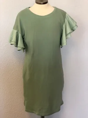 K ASYMMETRIC RUFFLED DRESS