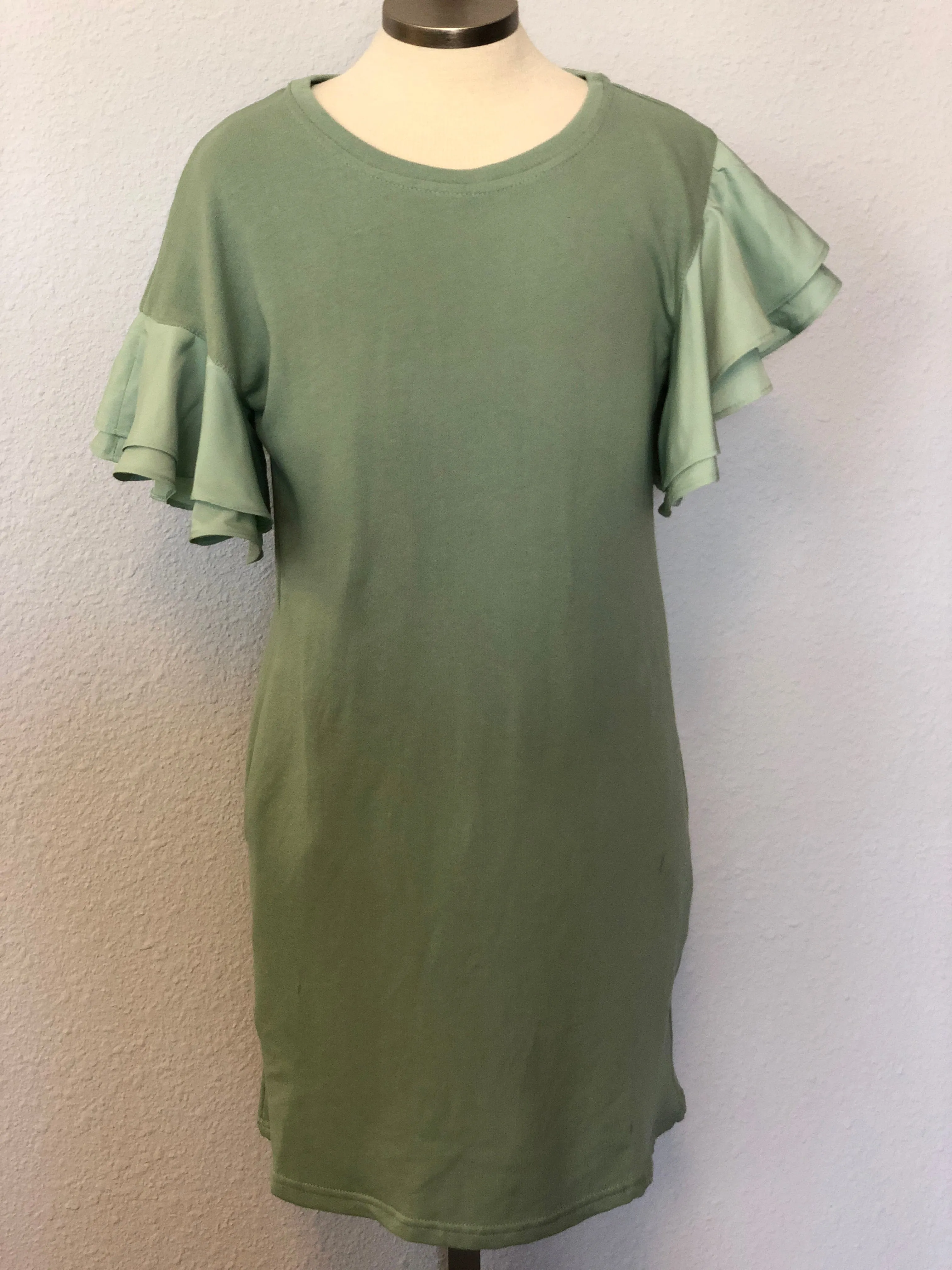 K ASYMMETRIC RUFFLED DRESS