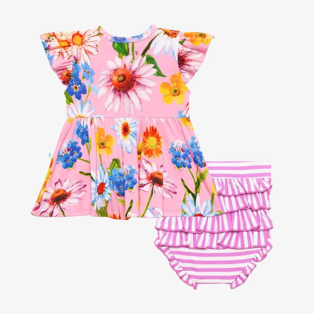 Kaileigh Ruffled Cap Sleeve Peplum Top and Bloomer Set