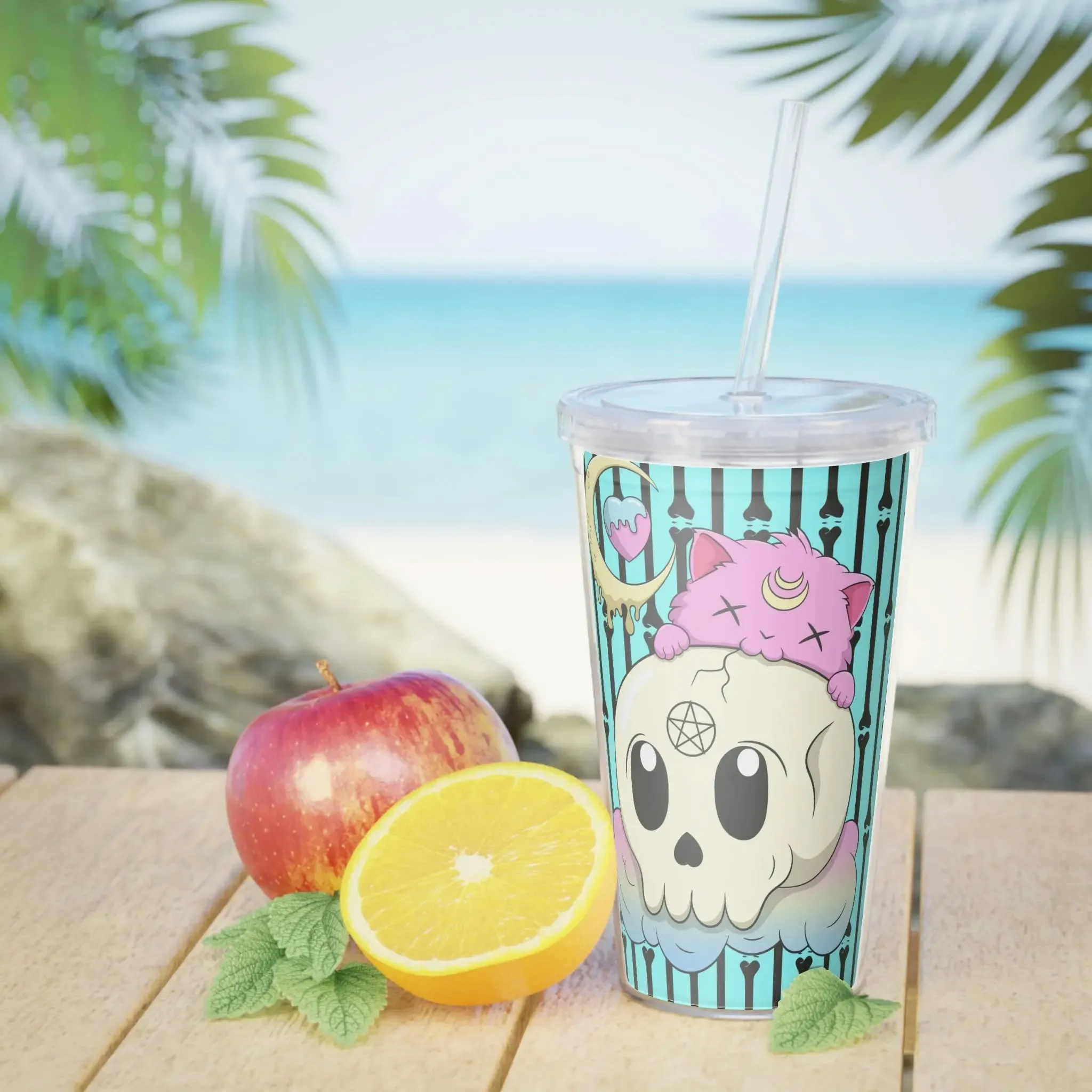 Kawaii Pastel Goth Kitty Skull Tumbler