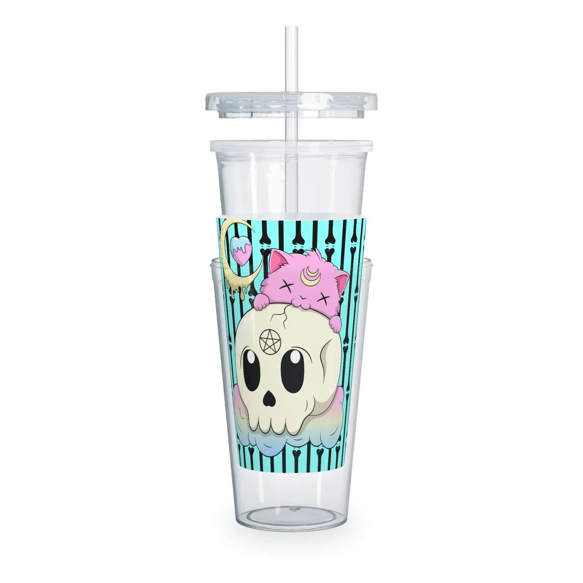 Kawaii Pastel Goth Kitty Skull Tumbler