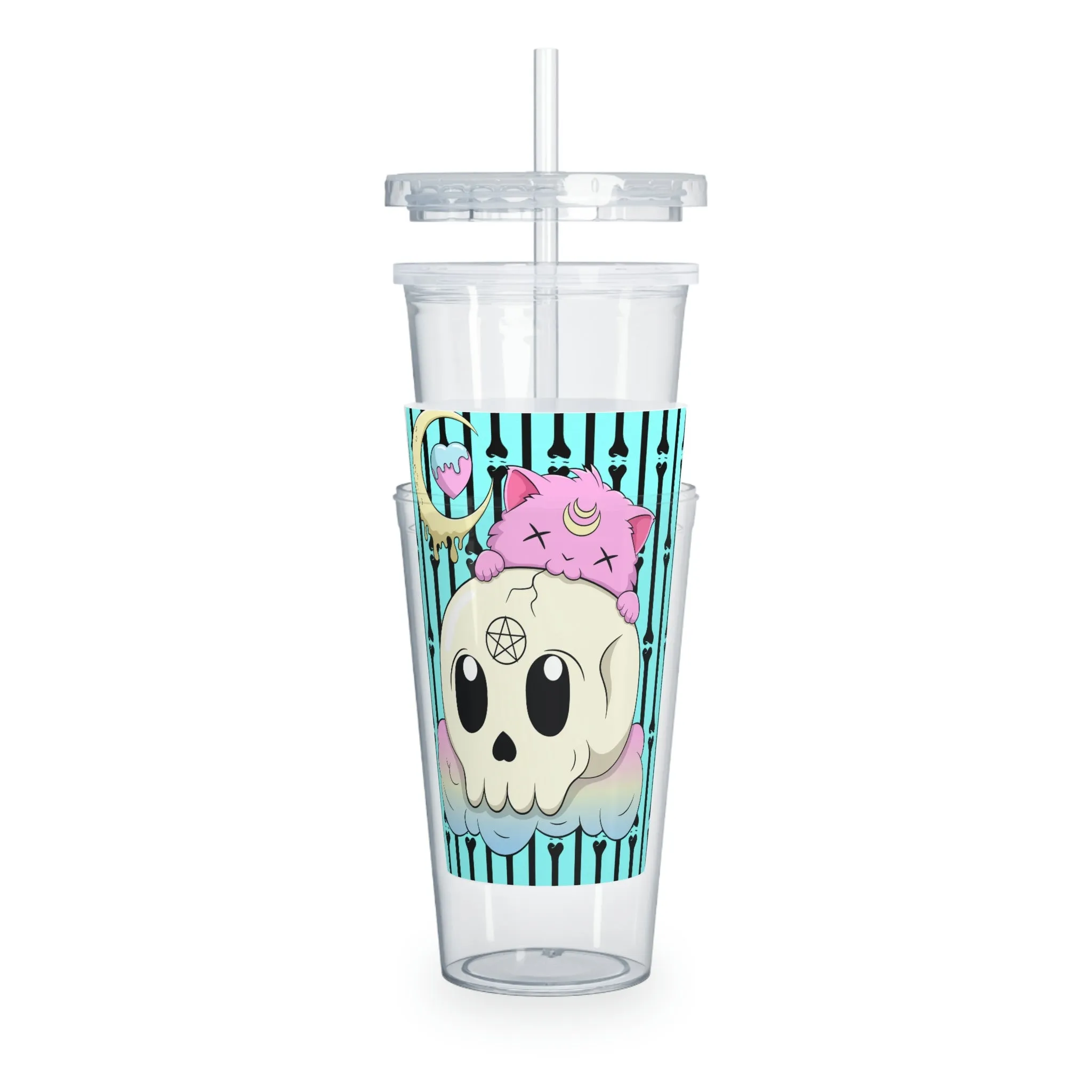 Kawaii Pastel Goth Kitty Skull Tumbler