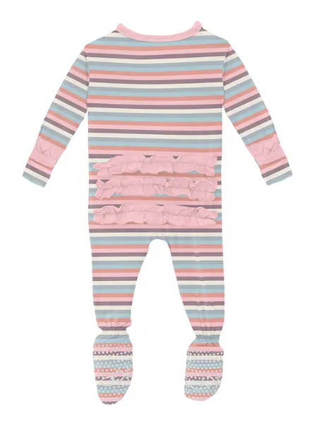 Kickee Pants Striped Footie with Zipper