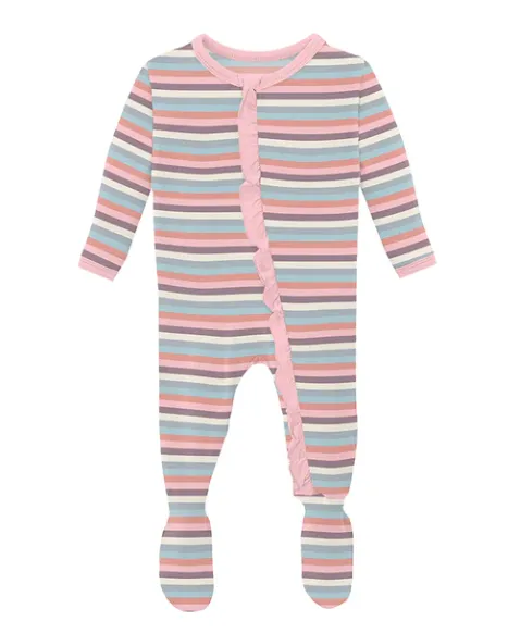 Kickee Pants Striped Footie with Zipper