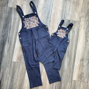 Kids - Oh My Overalls ** Denim-Leopard Pocket