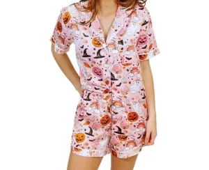 Kids Spooky Season Silky Satin Pajama Short Set