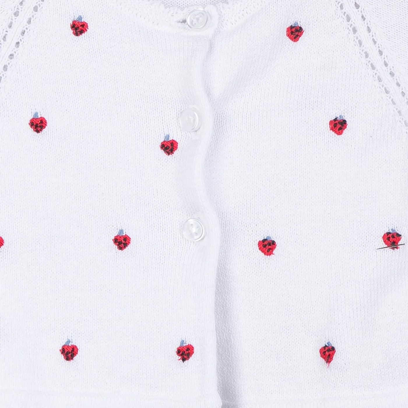 Knitted Cardigan with Strawberry Embroidery