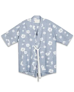 Konus Men's Floral Kimono Shirt in Blue
