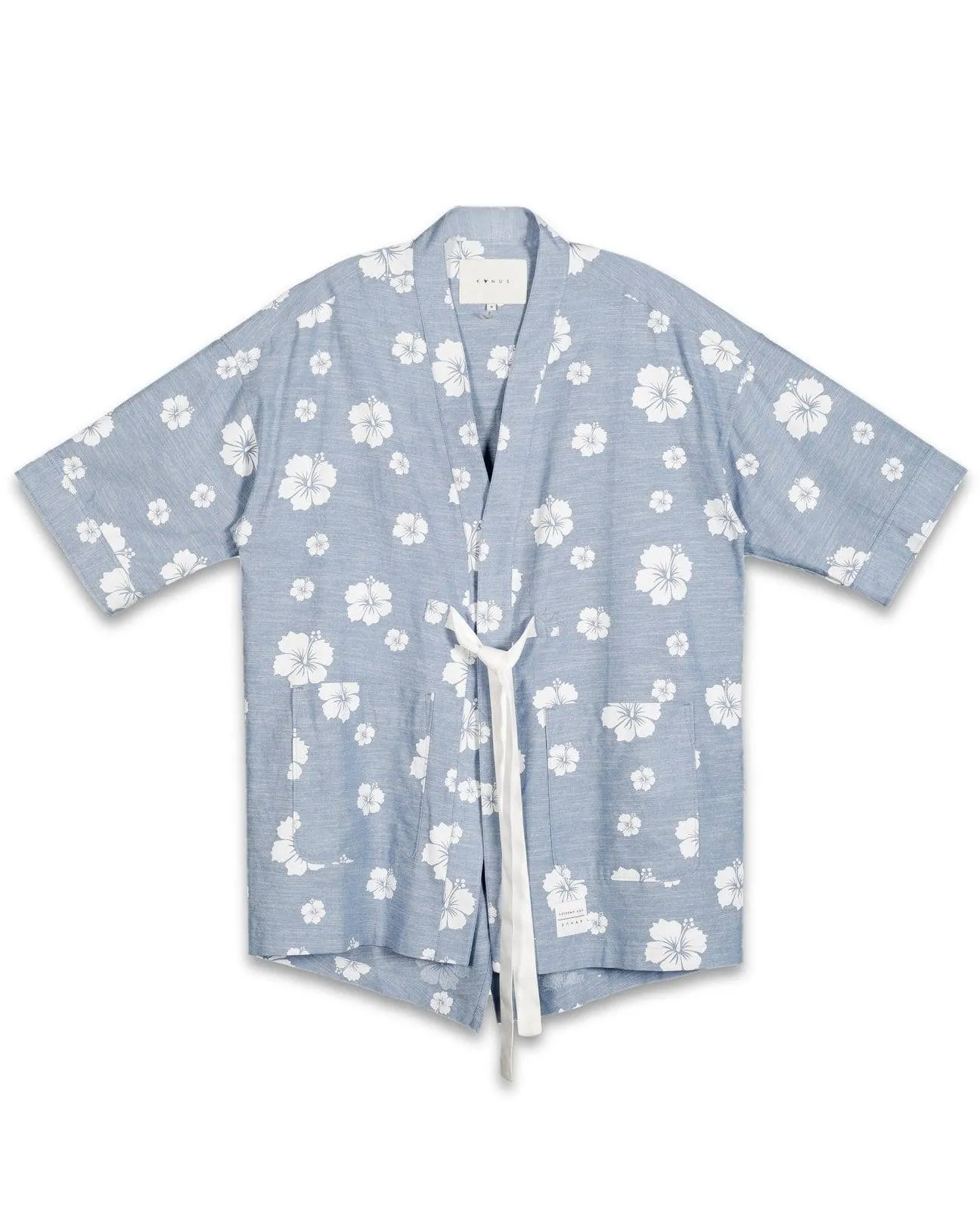 Konus Men's Floral Kimono Shirt in Blue