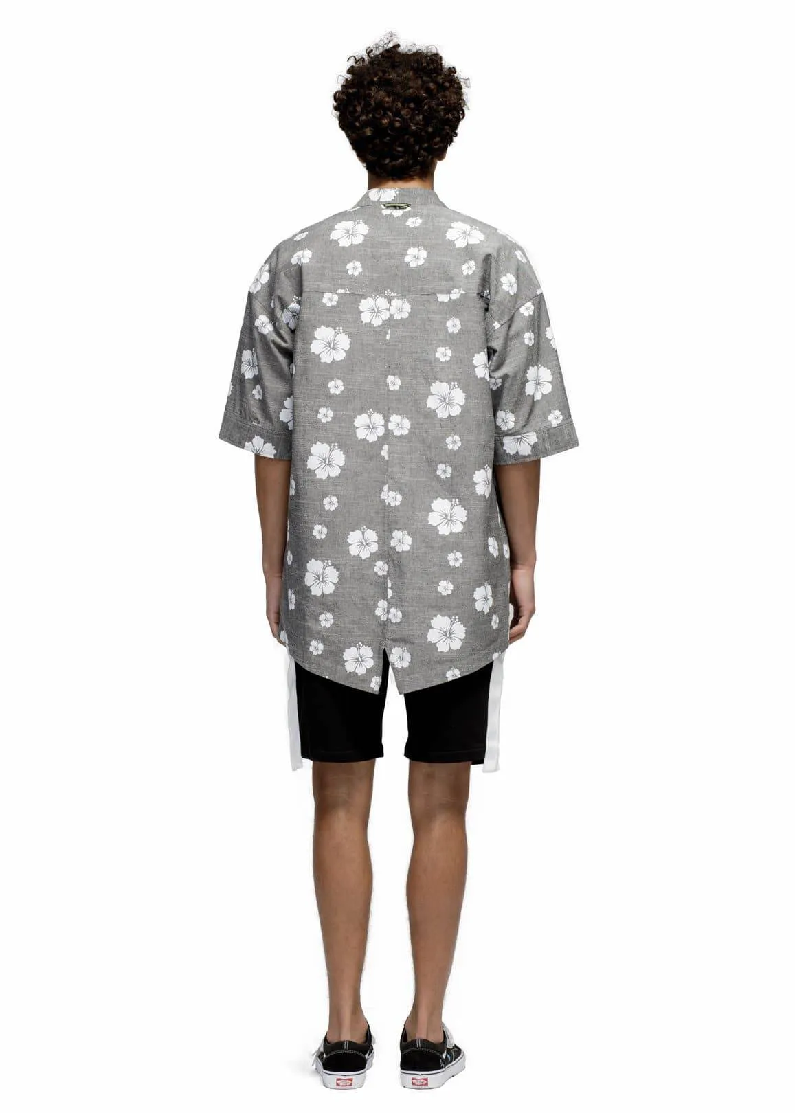 Konus Men's Floral Kimono Shirt in Gray