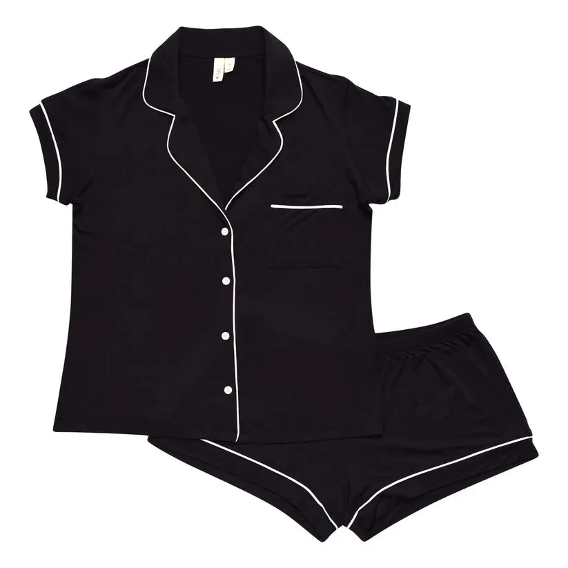 Kyte Baby Women's Short Sleeve Pajama Set - Midnight with Cloud Trim