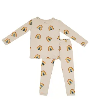 Kyte Toddler Pajama Rust Rainbow in Oat