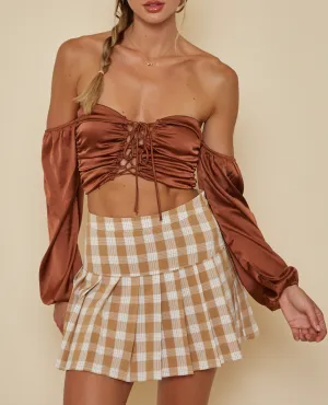 Lace Up Off Shoulder Crop Top