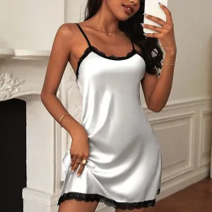 LacyNighty™ White Satin Nightdress