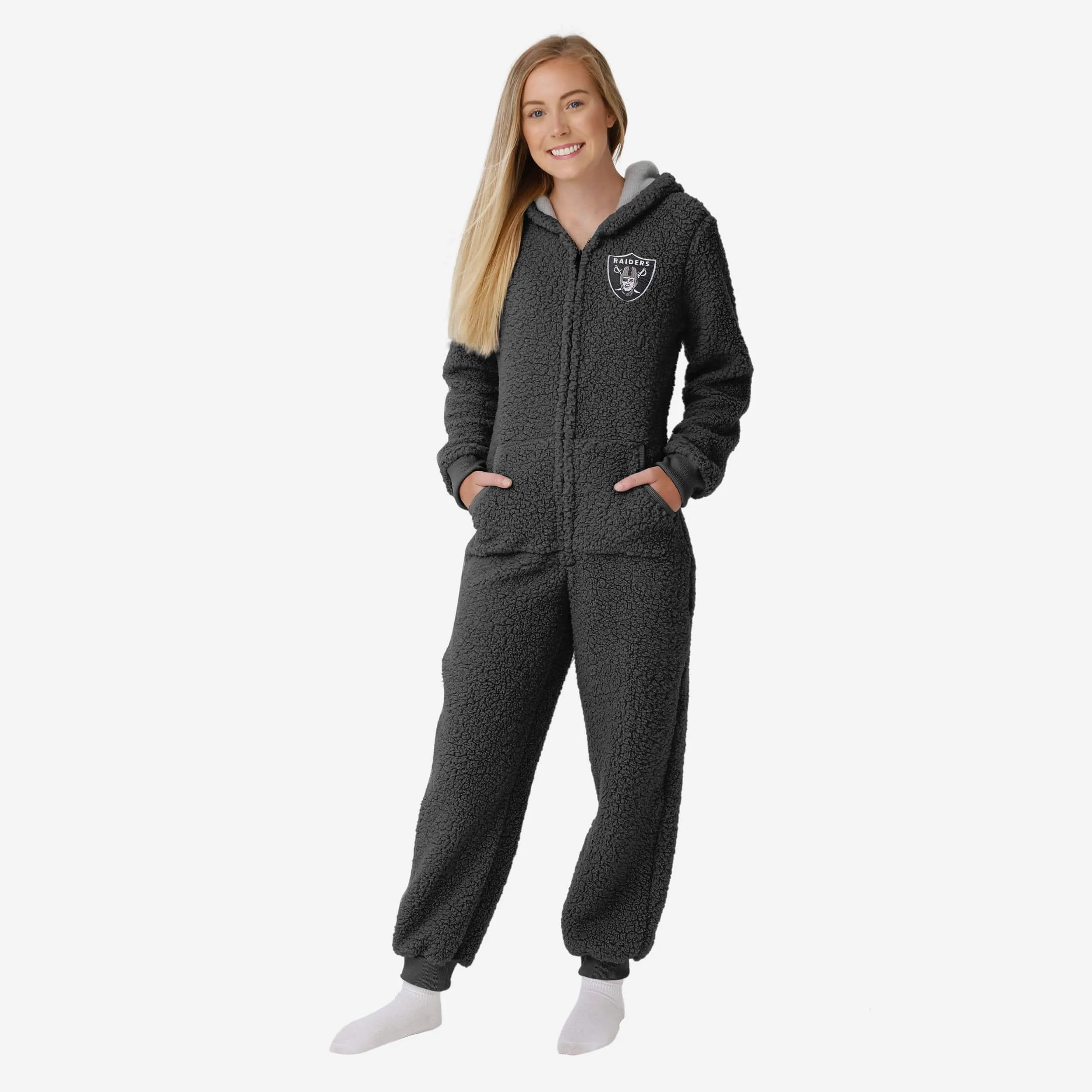 Las Vegas Raiders Womens Sherpa One Piece Pajamas