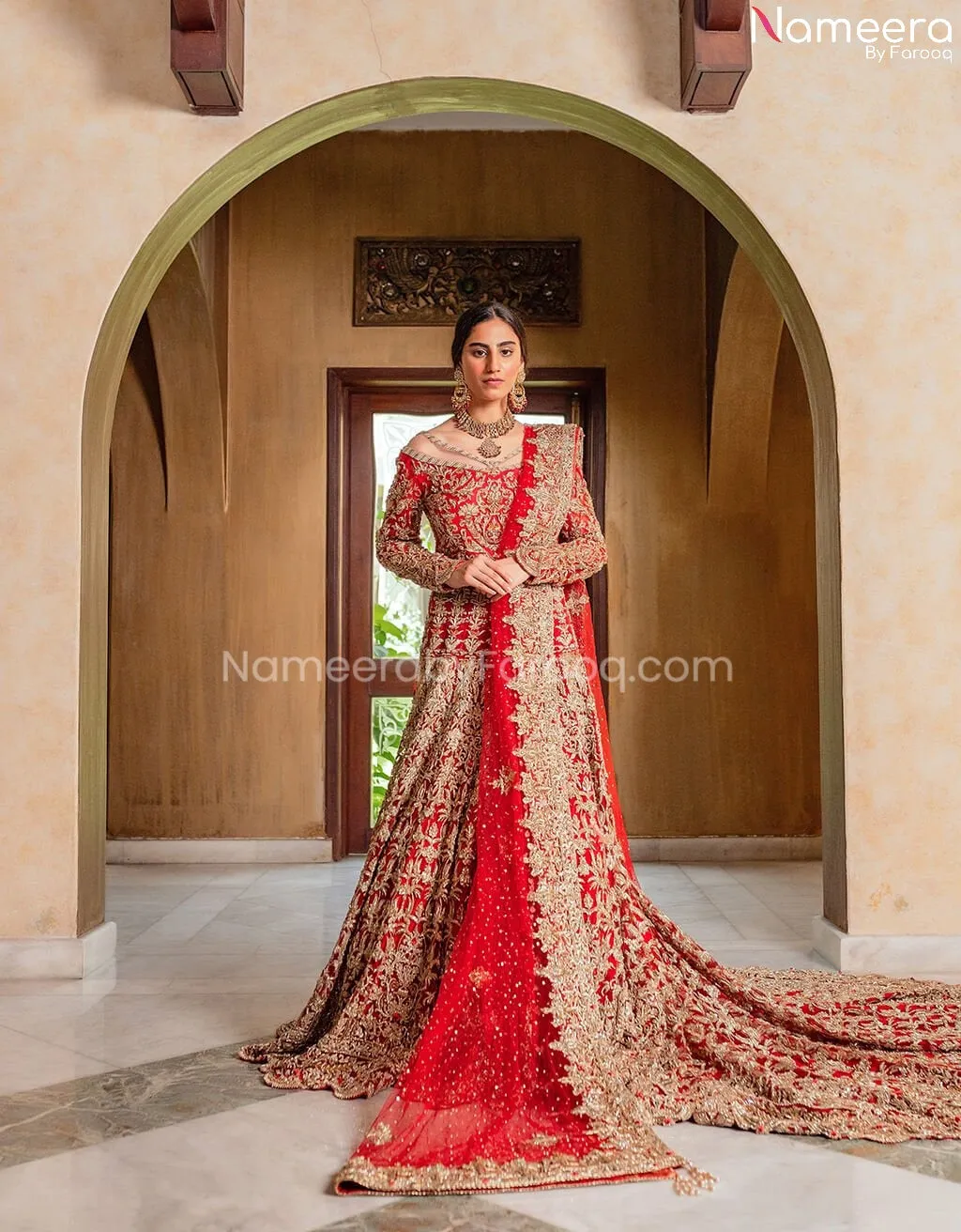 Latest Pakistani Bridal Long Tail Maxi Online #BB261