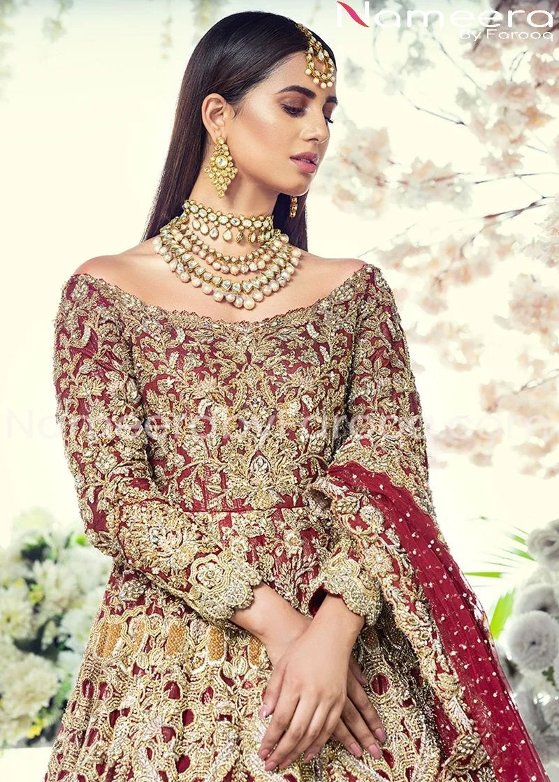 Latest Pakistani Bridal Red Maxi for Wedding 2021 #BB107