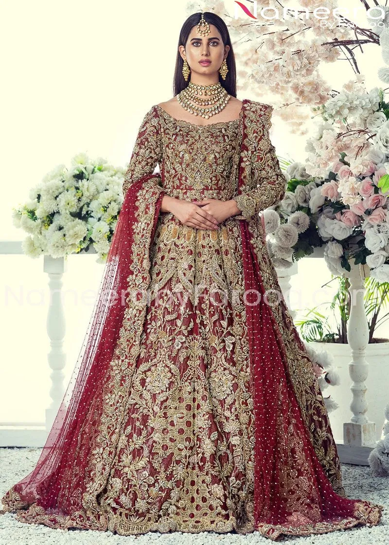 Latest Pakistani Bridal Red Maxi for Wedding 2021 #BB107