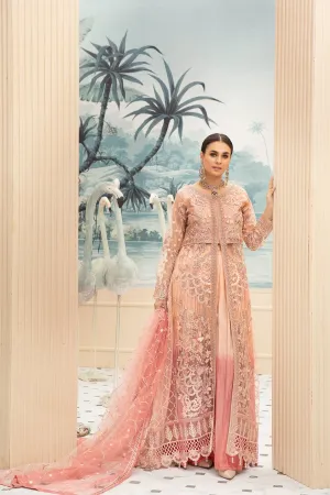 Latest Pakistani Net Maxi In Peachy Pink Shades # C2083