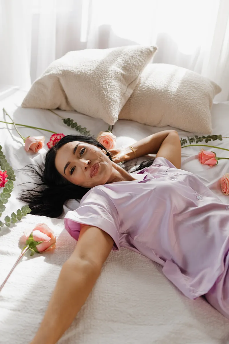 Lavender Satin Pajamas by Spikes and Seams