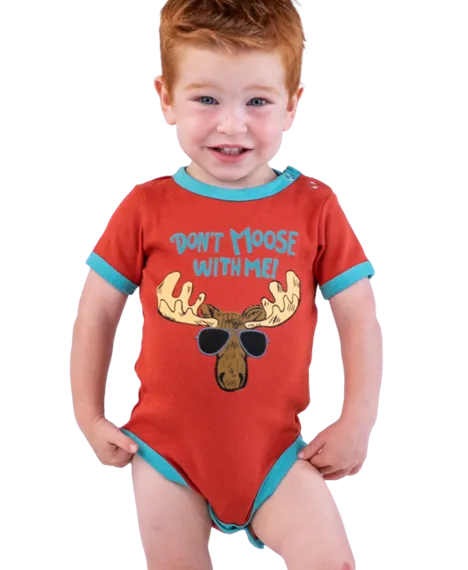 Lazy One Infant's Orange Don't Moose With Me Creeper Onesie