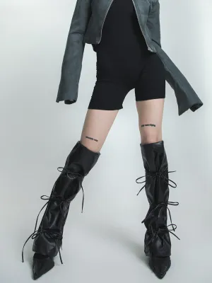Leather bow legwarmers
