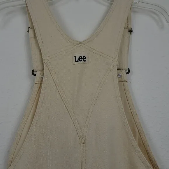 Lee Short Overalls Shortalls Women's Size M Beige Denim Romper Coveralls