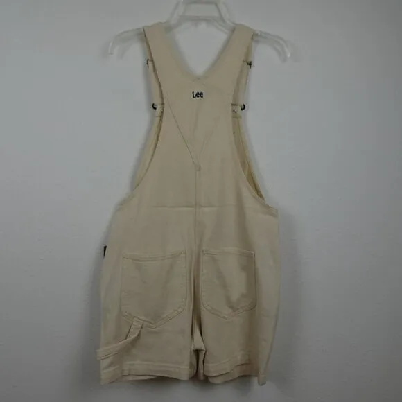 Lee Short Overalls Shortalls Women's Size M Beige Denim Romper Coveralls